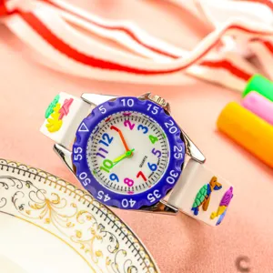 Kinder Quarzuhr mit Ozean Welt Motiv Armband und bunten Ziffern für Jungen und Mädchen.