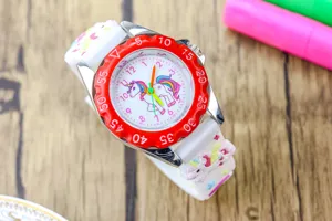Kids cute unicorn silicone watch macaron color jelly quartz watch for girls and students