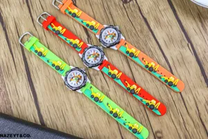 Kids excavator cartoon watch waterproof silicone strap boys girls fashion timepiece
