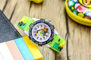 Kids cartoon excavator watch, waterproof silicone strap children electronic wristwatch.