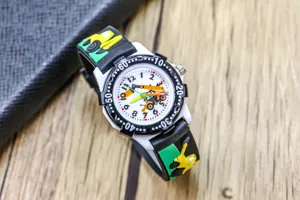 Kids cute excavator cartoon watch waterproof drop resistant boys girls wristwatch detail