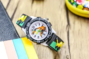 Kids cute cartoon excavator waterproof watch for boys and girls engineering vehicle.