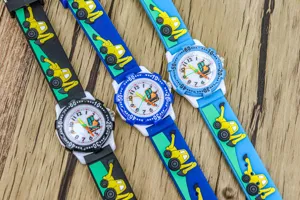 Kids Cartoon Excavator Watch Cute Waterproof Silicone Strap Boy Girl Toy Children Watch