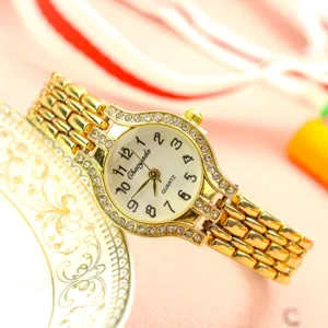 Montre quartz femme strass dorée mode bracelet chaîne métal élégante montre bracelet