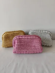 Χειροποίητη μεταλλική πλεκτή τσάντα clutch με κομψό σκελετό και μοντέρνα βραδινή τσάντα