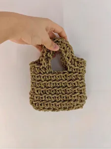 Handgemachte goldene Perlen Mini Handtasche Abendparty Stil metallische Häkel Tasche