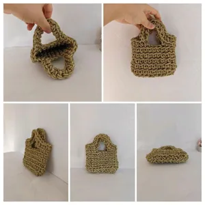 Goldene Perlen Abendhandtasche, handgemachte Häkel Clutch Tasche mit funkelnder Textur.