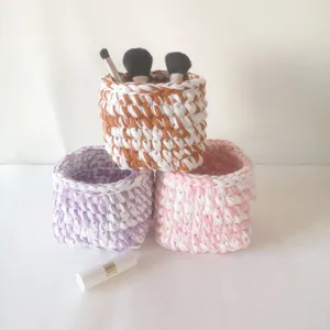Trousse de Maquillage au Crochet Faite Main Pochette Organisateur de Maquillage Tissée Panier de Rangement Portable
