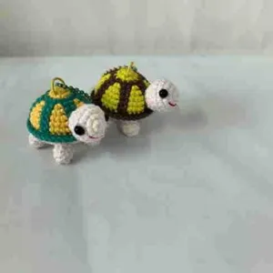 Porte-clés tortue en crochet fait main et pendentif de sac, accessorio en peluche mignon.