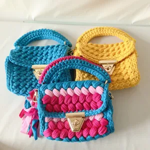 Handmade crochet shoulder bag chunky knit crossbody bag for women stylish knit purse
