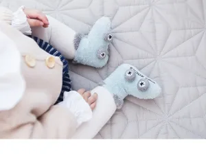 Thickened baby socks featuring cute cartoon car design with anti-slip soles for toddlers.
