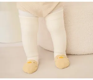 Cute baby over-the-knee socks with lovely duck design, thick and warm for autumn and winter.