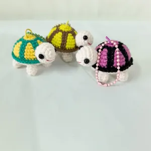 Porte-clés tortue au crochet fait main mignon tricoté sac pendentif jouet en peluche