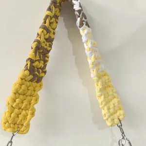 Handmade crochet bag strap wide fabric shoulder strap replacement multi color DIY accessory