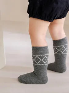 Calze Lunghe in Misto Cotone per Bambini Sopra il Ginocchio Motivo Argyle Traspirante Antibatterico Calze Casual per Bambini