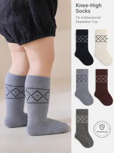 Calze lunghe ginocchio cotone bambini 7A antibakteriano senza cuciture antipilling