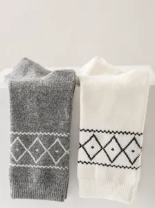 Calze lunghe in cotone per bambini al ginocchio motivo a rombi classico calzini autunno inverno