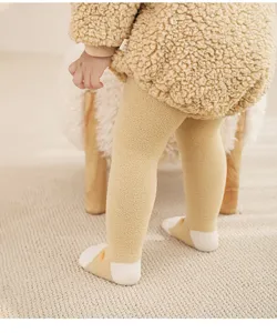 Infant baby fleece thick warm tights autumn winter cute soft toddler daily leggings