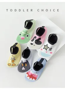Toddler non-slip water shoes, cute cartoon animal beach socks, quick-dry barefoot swim shoes.