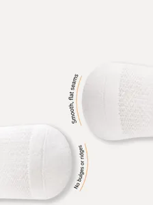 Kids white mesh long socks, seamless toe design for ultimate comfort, breathable summer wear.