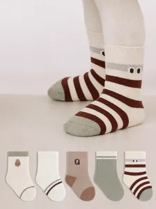 Kids cotton socks spring autumn breathable anti-bacterial mid tube baby socks multipack