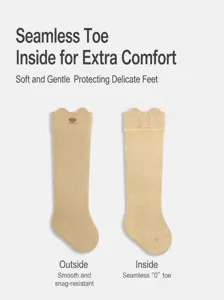 Newborn baby knee-high cotton socks, seamless toe soft cuff infant long tube socks for autumn.