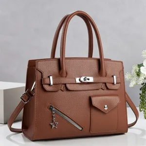 Sac à Main en Cuir PU pour Femmes Sac Cabas Classique Sac Bandoulière Mode Sac de Transport Quotidien