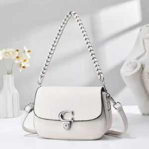 Sac Bandoulière en Cuir PU pour Femmes Mode Motif Litchi Sac à Main Style Coréen Quotidien