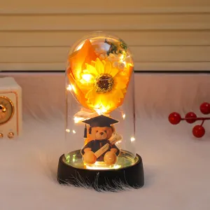 Sonnenblume Nachtlicht Abschlussgeschenk LED Glas Kuppel Lampe Schreibtisch Dekor Geschenk