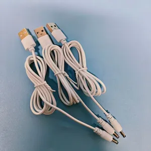 White USB to DC power cable, durable accessory cord for small night lights and devices.