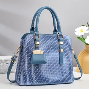 Sac À Main Motif Géométrique Bleu Grande Capacité Sac Bandoulière Pour Femme Élégant