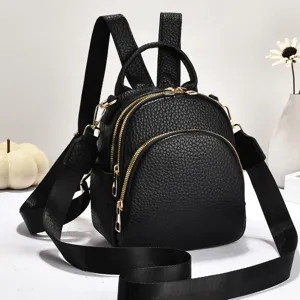 Femmes Mini Sac à Dos Cuir PU Décontracté Trajet École Daypack Mode Voyage Sac à Livres Petit Sac à Main