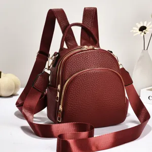 Femme mini sac à dos en cuir PU décontracté école sac de jour anti-vol sac bandoulière