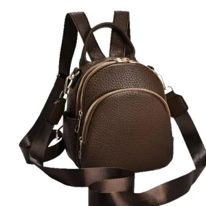 Sac à dos mini en cuir élégant pour femme, sac à dos décontracté multifonctionnel.