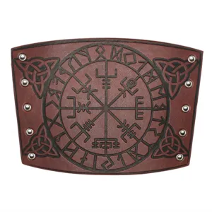 Retro Nordisches Wikinger Totem Kunstleder Armschutz Punk Schnürung Armband Breites Lederarmband Für Cosplay Party