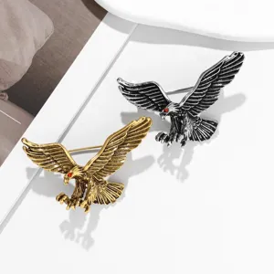 Broche Aigle Rétro Vintage en Alliage de Zinc Strass Épinglette pour Costume Manteau Veste Accessoires Moda Bijoux Unisexe