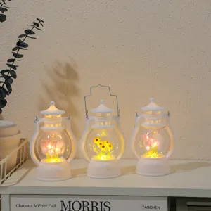 Vintage LED Mini Horse Lantern Night Light DIY Material Kit Or Finished Flower Desk Table Decoration Home Gift