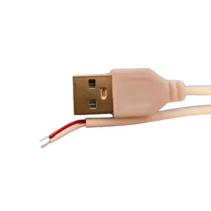 Universal USB Type A power cable connector with stripped wire ends for DIY night light electronic parts.