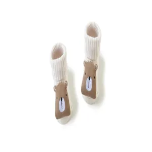 Saeugling Baby Socken Cartoon Baer niedliches Design rutschfeste Bodensohle Detailansicht