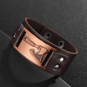 Viking Axt breites PU Leder Armband Punk Stil Herren Gothic Armreif Zuspruch Detail Ansicht