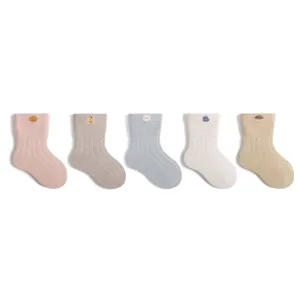 Chaussettes de bébé nouveau-né mignon dessin animé coton tube moyen chaussettes douces 5 paires