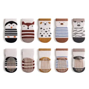 Calcetines Antideslizantes para Bebés Lindos Dibujos Animados Animales Algodón Calcetines para Niños Niñas Interior