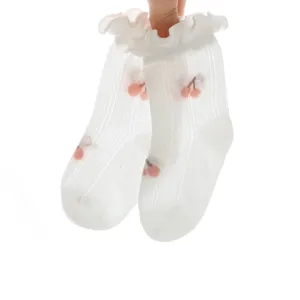Newborn Baby Girls Lace Mesh Mid Tube Socks Infant Breathable Summer Toddler Cute Floral Cotton Socks