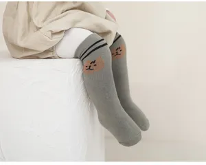 Calzini alti neonato cotone grigio inverno neonato simpatico animale modello calze bimbo
