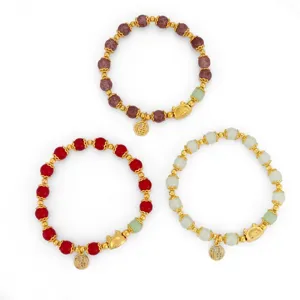 Chinese Style Dragon Year Beaded Bracelet Women Lucky Red Jade Bead Fashion Jewelry Gift