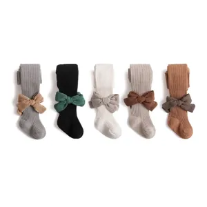 Ragazze Carino Fiocco Collant Costine Misto Cotone Morbido Autunno Inverno Principessa Neonato Collant