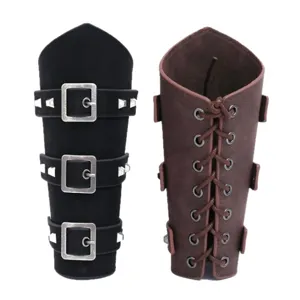 Bracelet de force homme en cuir PU punk gothique large brassard rivets réglables