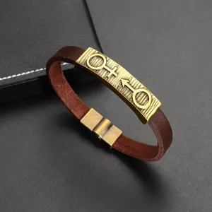 Vintage PU Leder Armband Für Herren Damen Antik Kupfer Legierung Magnetverschluss Pärchen Retro Distressed Armreif Schmuck