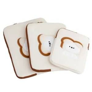 Cute bread dog laptop sleeve set waterproof tablet pouch portable notebook storage bag aesthetic