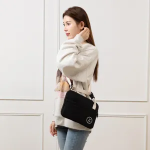 Black 11 inch tablet shoulder bag crossbody protective sleeve with adjustable strap for daily use